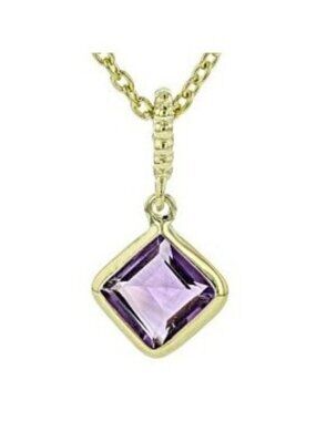 Judith Ripka Pendant Necklace Amethyst 14K Gold Plated Sterling Silver 18 Inch